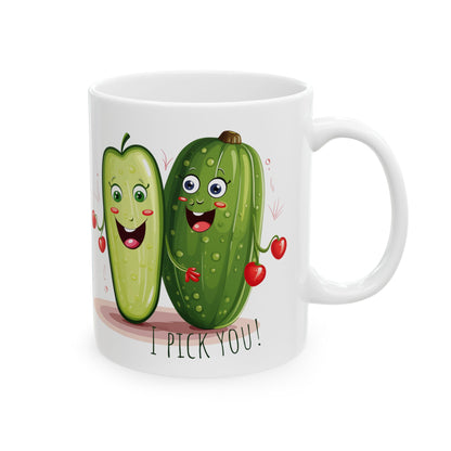 I Pick You Mug – Cute Pickle Valentine Gift – Funny Pun Coffee Cup