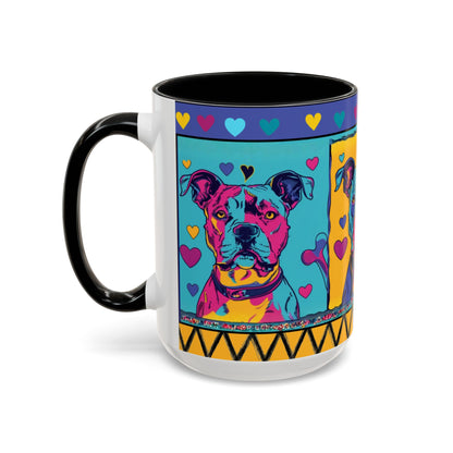 Colorful Pit Bull Pop Art Mug | Dog Lover Gift | Accent Coffee Mug 11oz 15oz
