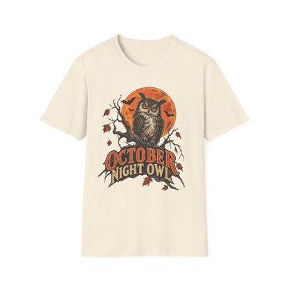 October Night Owl T-Shirt | Halloween Owl Moon Tee