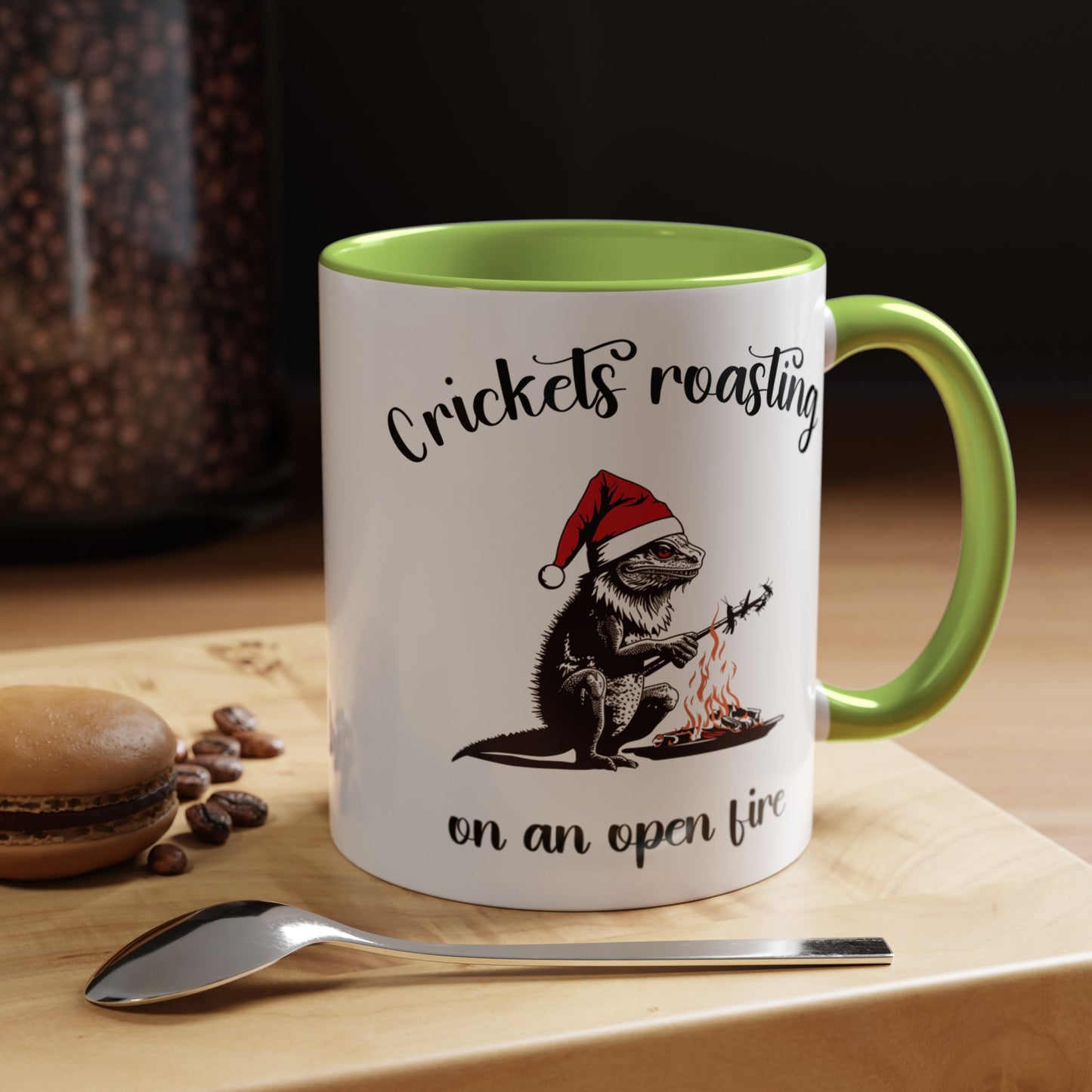 Crickets Roasting Bearded Dragon Christmas Mug Funny Reptile Lover Gift Lizard Holiday Coffee Cup Cute Beardie Pet Present