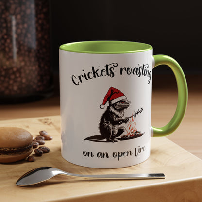 Crickets Roasting Bearded Dragon Christmas Mug Funny Reptile Lover Gift Lizard Holiday Coffee Cup Cute Beardie Pet Present
