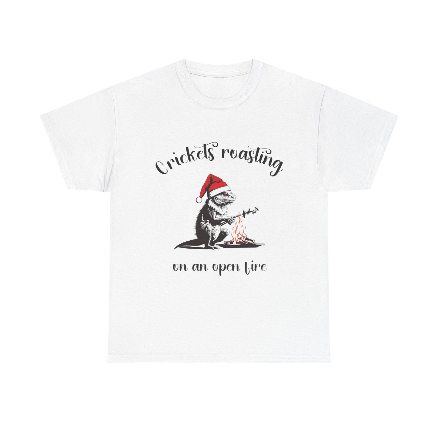 Crickets Roasting Bearded Dragon Christmas Shirt Funny Reptile Lover Tee Cute Lizard Holiday Gift Beardie Pet Graphic TShirt