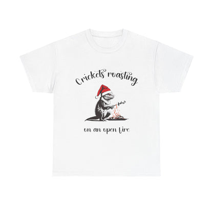 Crickets Roasting Bearded Dragon Christmas Shirt Funny Reptile Lover Tee Cute Lizard Holiday Gift Beardie Pet Graphic TShirt