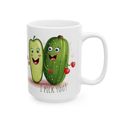 I Pick You Mug – Cute Pickle Valentine Gift – Funny Pun Coffee Cup