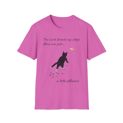 The Lord Directs My Steps Wobbly Cat Shirt | Christian Cat T-Shirt | Faith Based Cat Lover Tee | Original Hopper Artwork