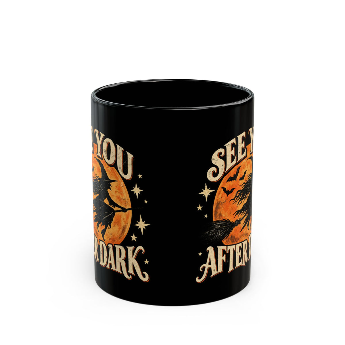 See You After Dark Halloween Mug, Vintage Witch Coffee Cup, Spooky Black Cat & Witch Mug, Retro Halloween Gift