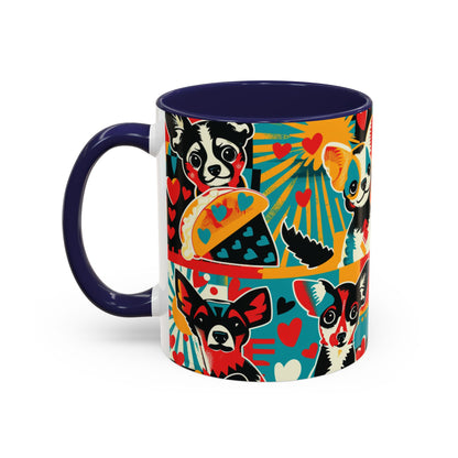 Viva Chihuahua Pop Art Mug, Colorful Fiesta Dog Coffee Cup, Fun Mexican Dog Lover Gift