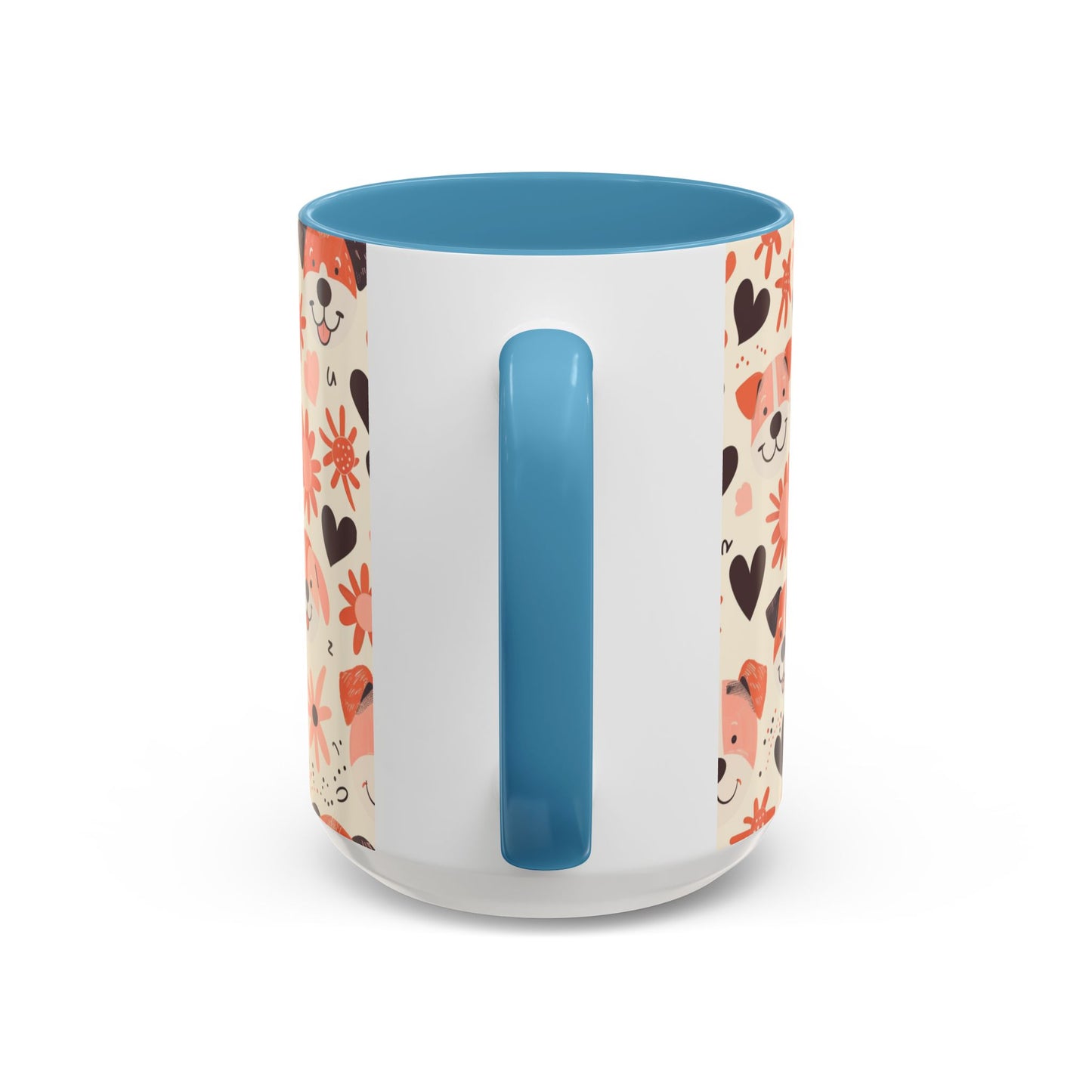 Sweet Puppy Mug, Peach and Cream Dog Lover Coffee Cup, Cute Floral Animal PatternDog Mom Gift