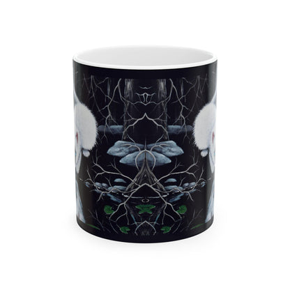 White Siamese Kitten Reflection Mug - Art Print Coffee Cup, Fantasy Cat Artwork, Cute Blue-Eyed Kitten Ceramic Mug, Artist Painted Design