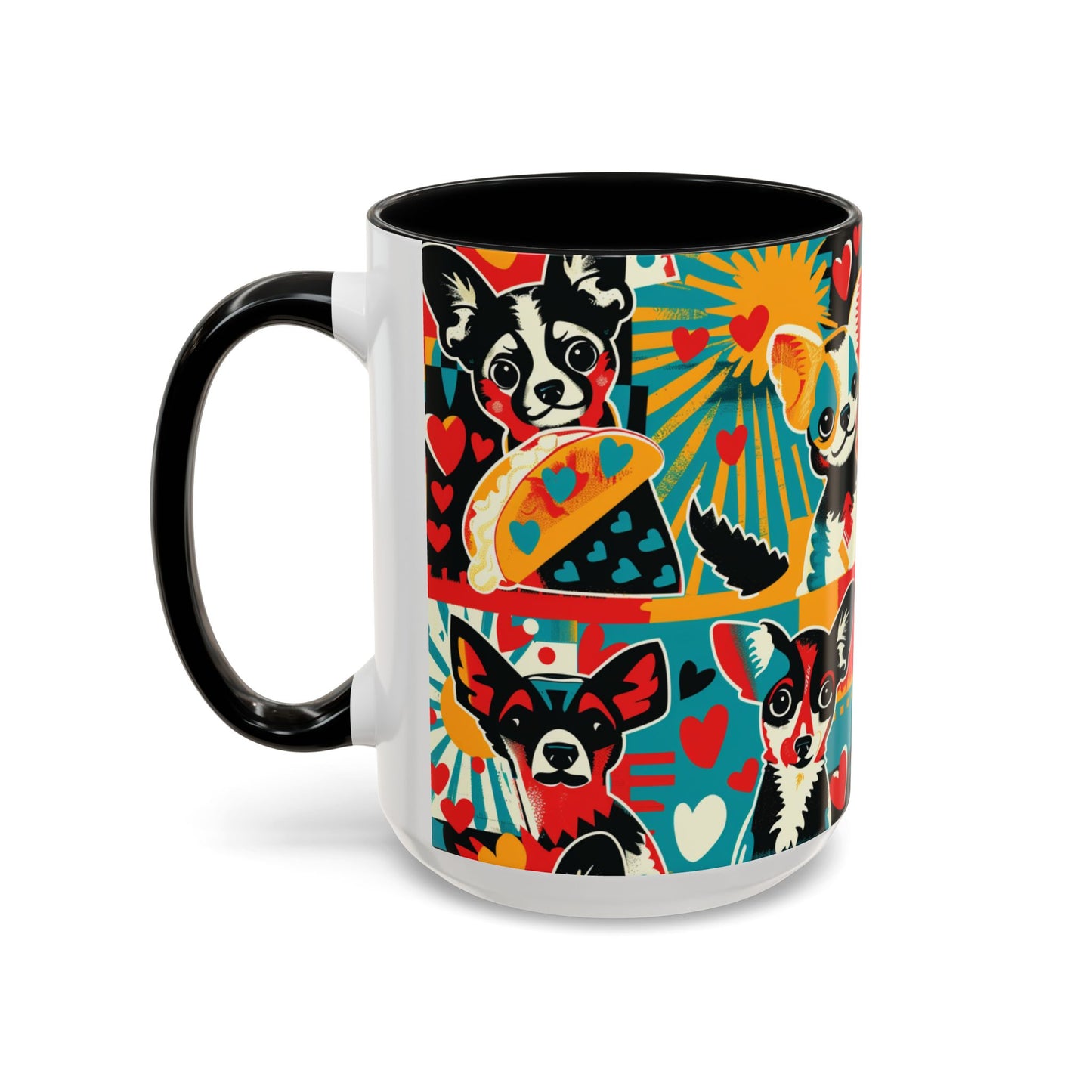 Viva Chihuahua Pop Art Mug, Colorful Fiesta Dog Coffee Cup, Fun Mexican Dog Lover Gift