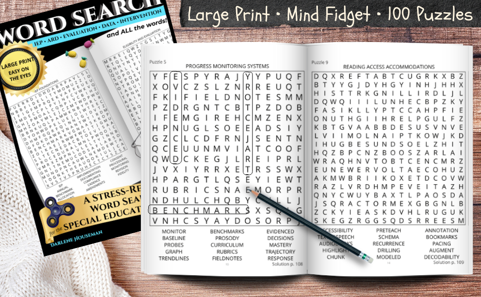 Large Print Word Search: A Stress-Relief MIND FIDGET Puzzle Book for Focus & Calm - A Special Educator's Pick: 100 Stress-Relief Puzzles • 1,600 Words for Relaxation and Mental Reset