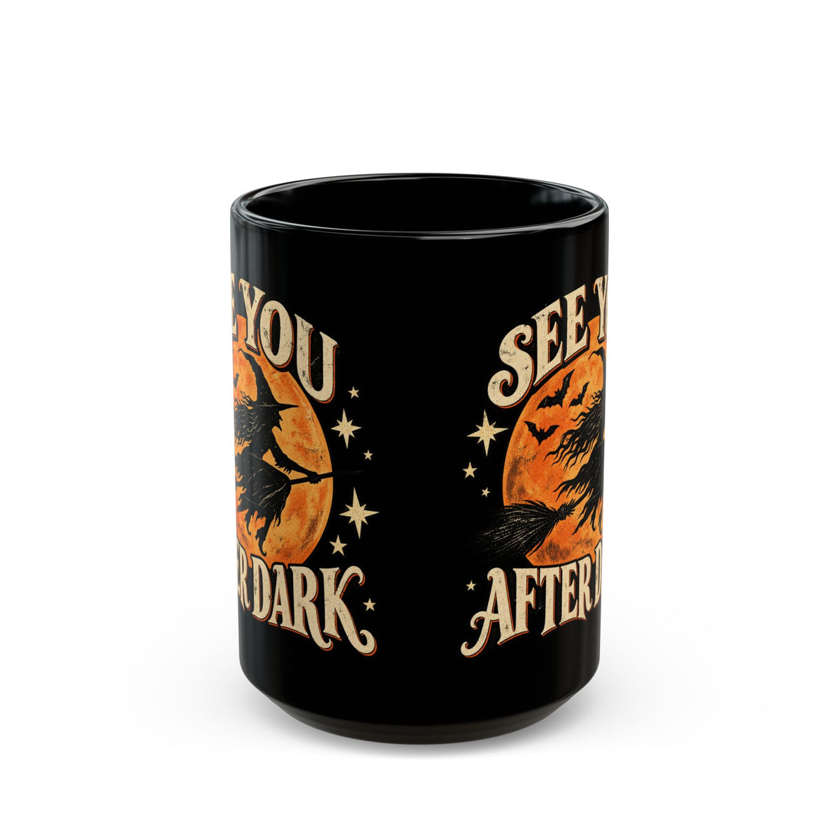 See You After Dark Halloween Mug, Vintage Witch Coffee Cup, Spooky Black Cat & Witch Mug, Retro Halloween Gift