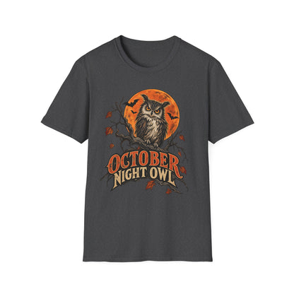 October Night Owl T-Shirt | Halloween Owl Moon Tee