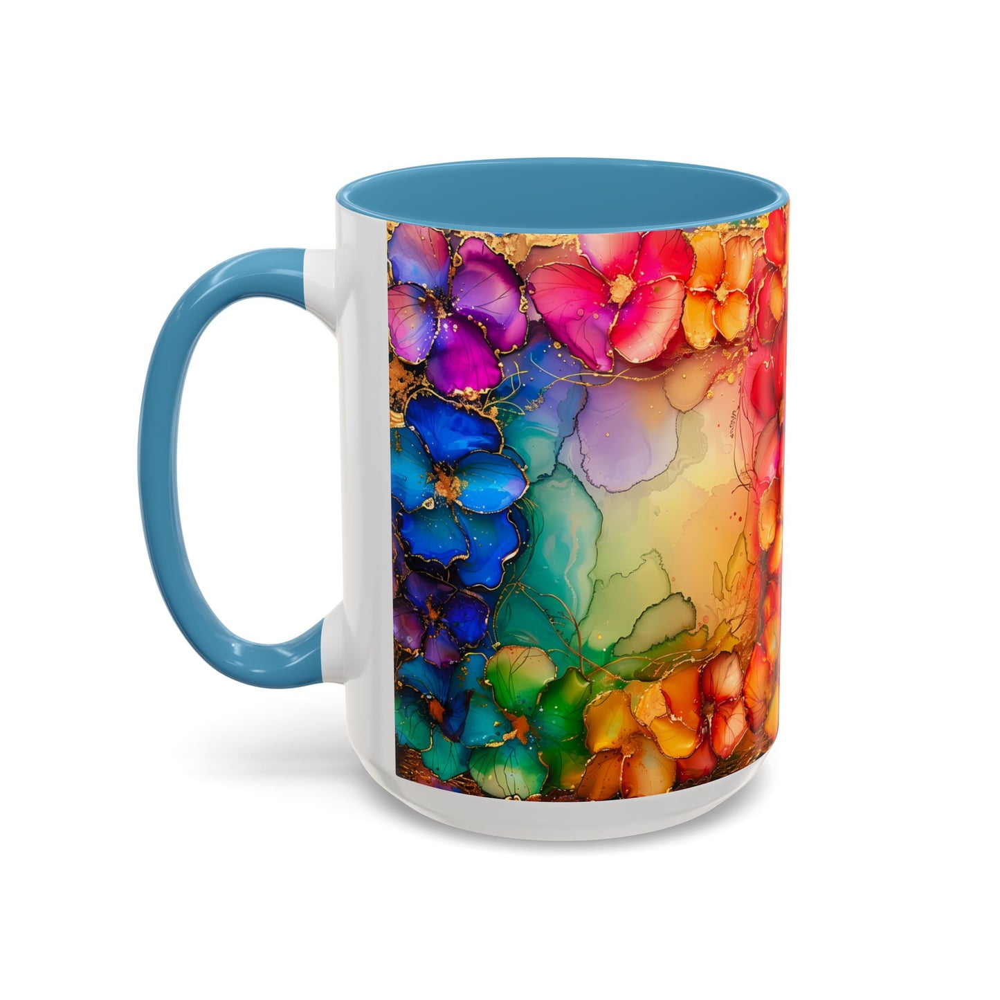 Vibrant Geode Heart Mug, Alcohol Ink Abstract Rainbow Coffee Cup, Colorful Crystal Art Design, Positive Energy Gift, Artistic Boho Mug