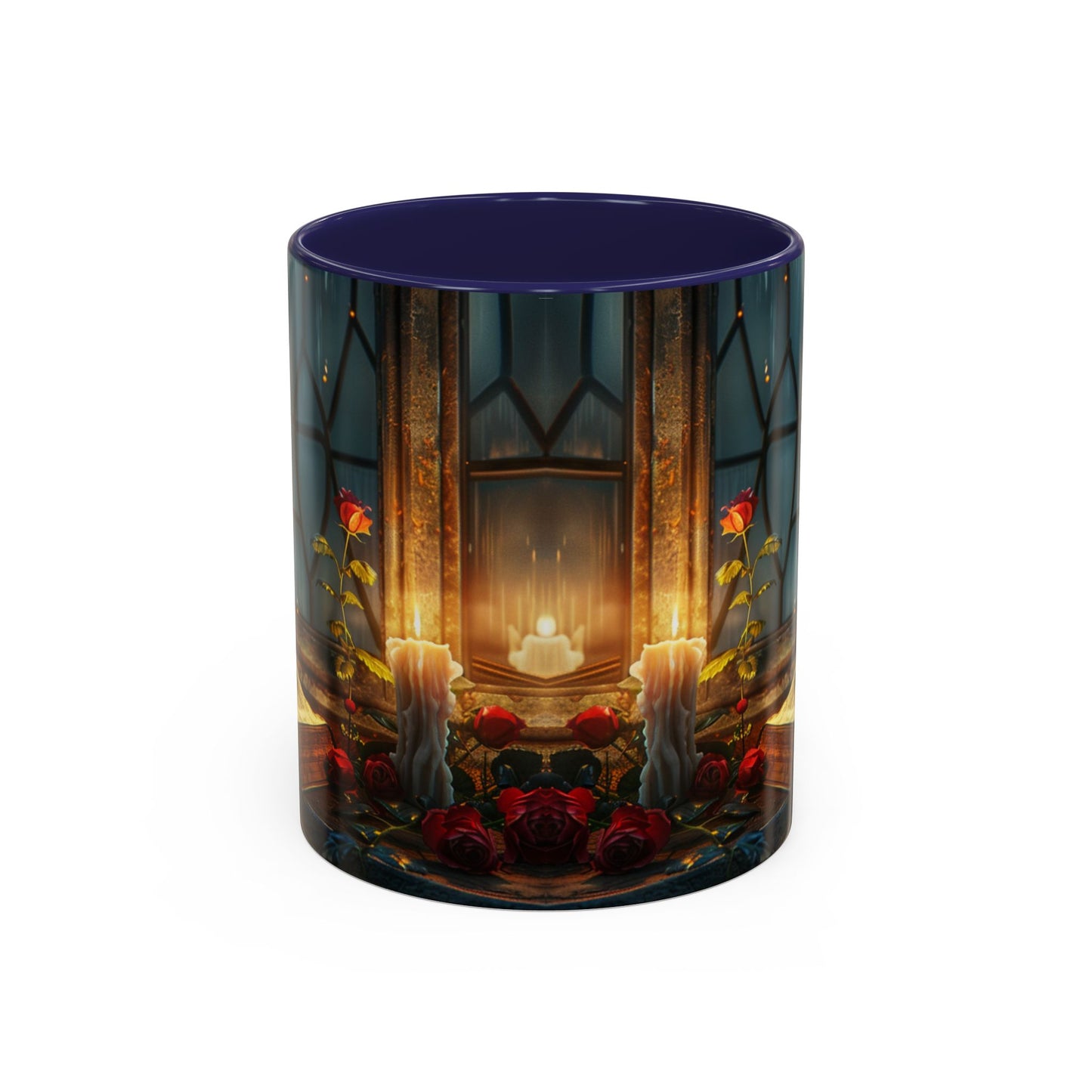 Candlelight Study Mug, Gothic Book and Roses Coffee Cup, Cozy Dark Academia Library Gift, Anniversary, Soft Atmosphere