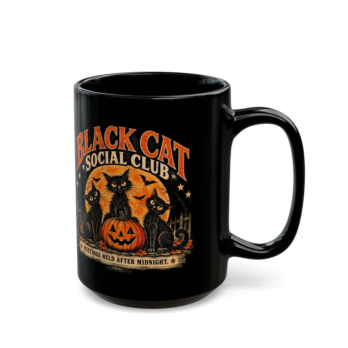 Black Cat Social Club Mug, Vintage Halloween Coffee Mug, Spooky Black Cat Gift, Retro Halloween Cat Mug