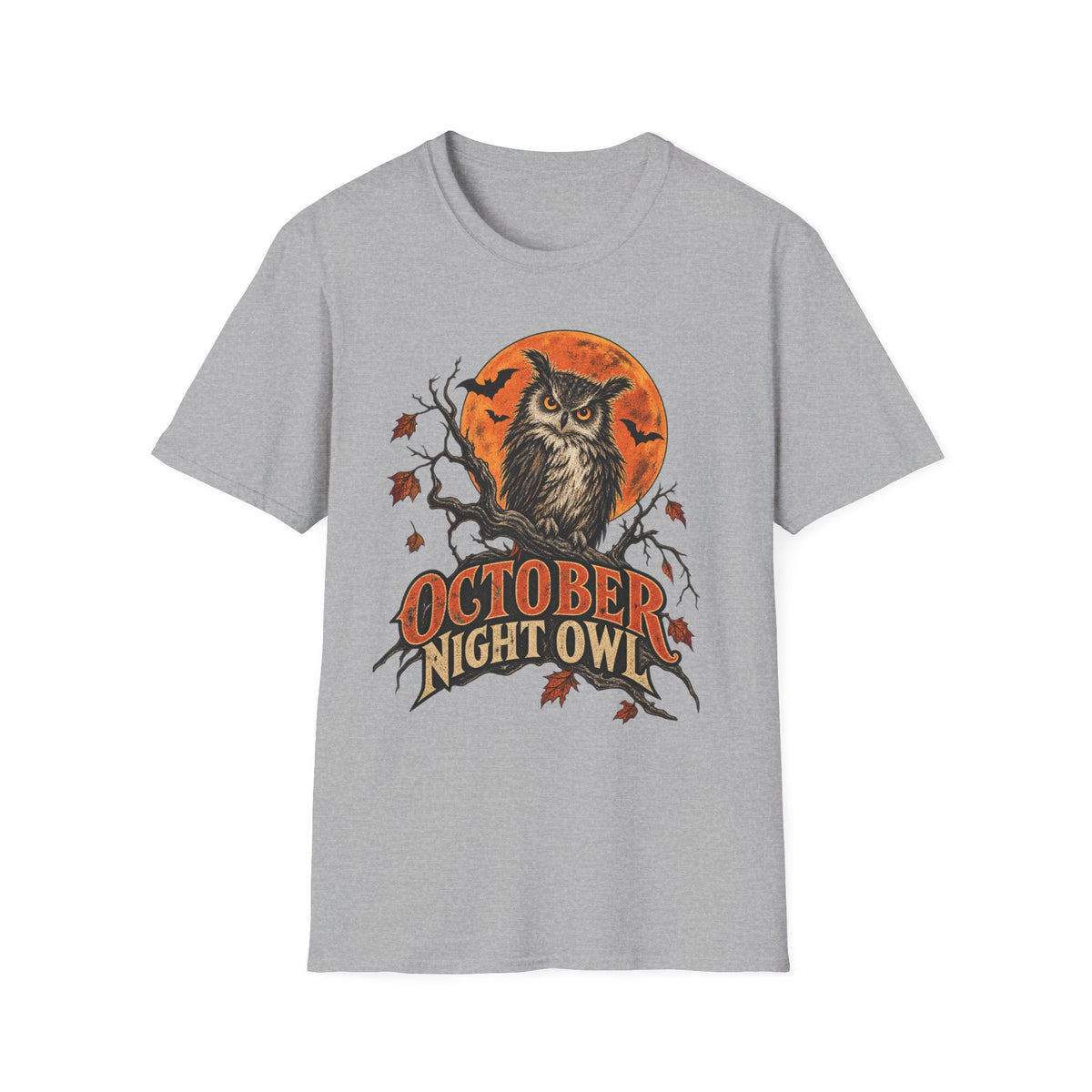 October Night Owl T-Shirt | Halloween Owl Moon Tee