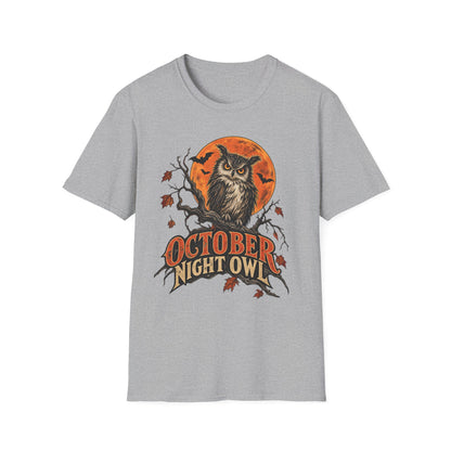 October Night Owl T-Shirt | Halloween Owl Moon Tee