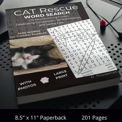 Cat Rescue Word Search Large Print Puzzles: Relaxing Word Search Puzzles With Heartwarming Photos & Stories Celebrating Cat Rescuers and Second Chances