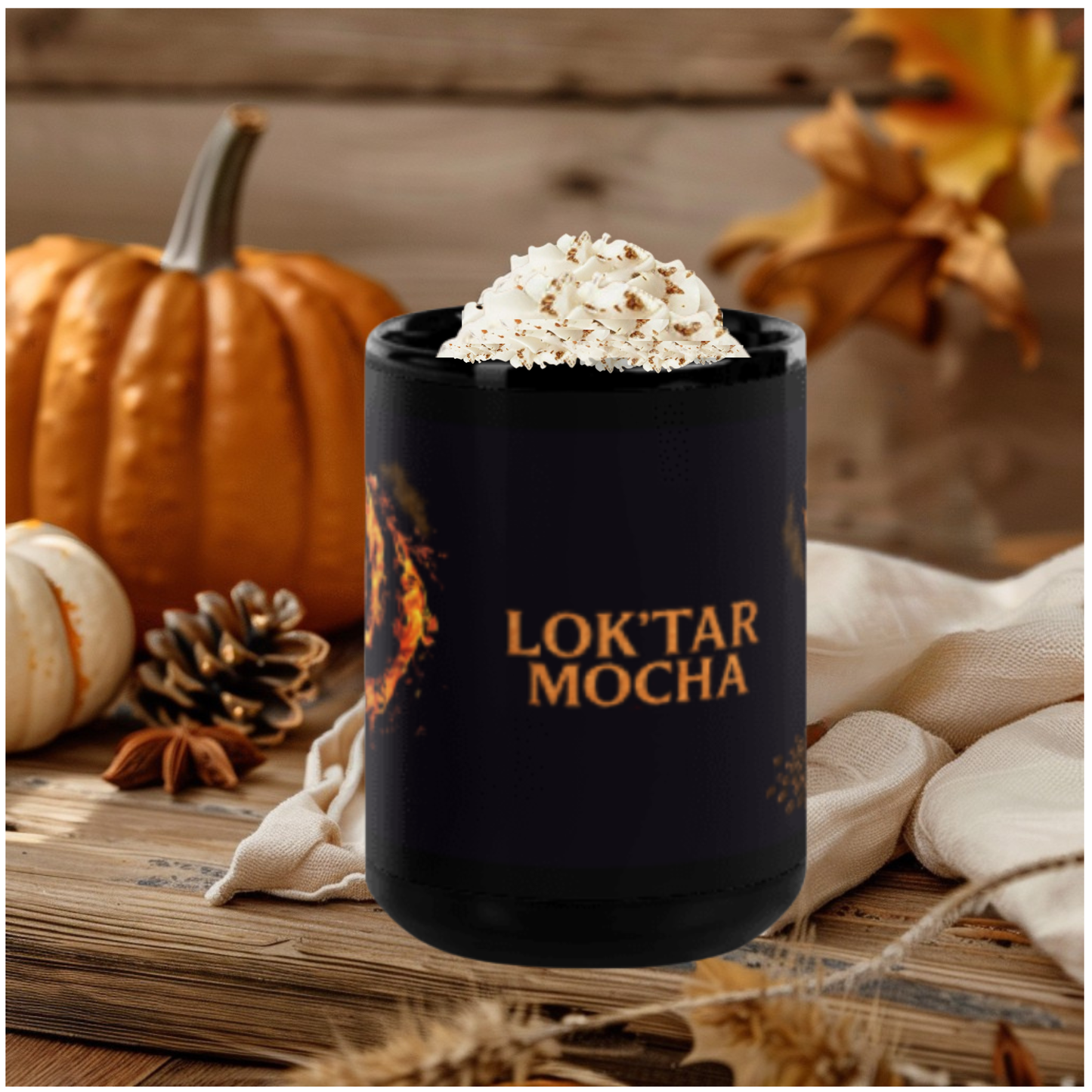 Lok’tar Mocha Mug – Horde Coffee Cup, Fiery Gaming Art, Coffee Gift, Gamer Café Mug, Geeky Mocha Lover Gift