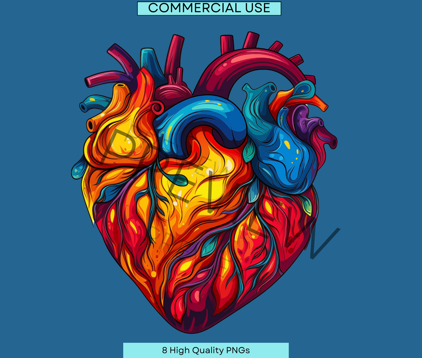 Groovy Human Heart | Anatomy Clipart | Heart Clipart | Medical Graphics | Anatomic Heart | Valentines Art | Medical Png Svg | Commercial Use