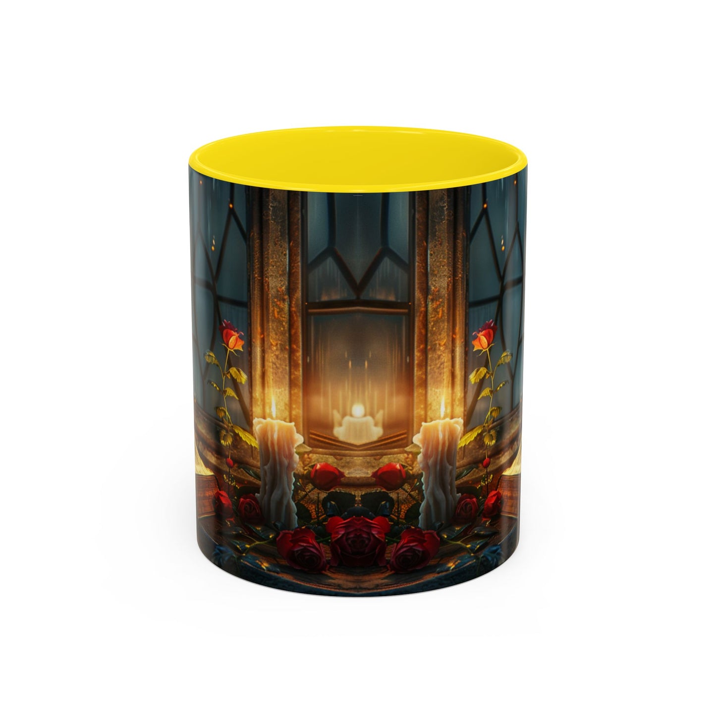 Candlelight Study Mug, Gothic Book and Roses Coffee Cup, Cozy Dark Academia Library Gift, Anniversary, Soft Atmosphere