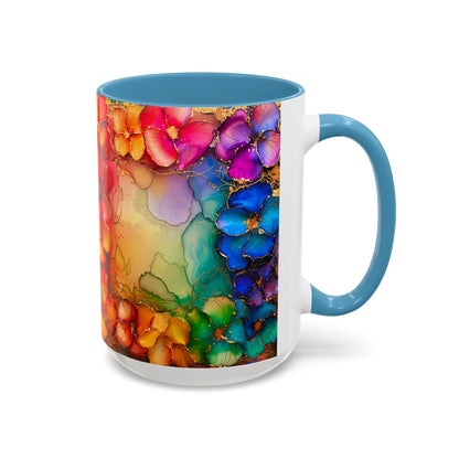 Vibrant Geode Heart Mug, Alcohol Ink Abstract Rainbow Coffee Cup, Colorful Crystal Art Design, Positive Energy Gift, Artistic Boho Mug