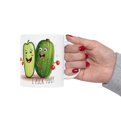 I Pick You Mug – Cute Pickle Valentine Gift – Funny Pun Coffee Cup