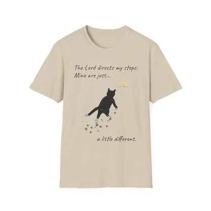 The Lord Directs My Steps Wobbly Cat Shirt | Christian Cat T-Shirt | Faith Based Cat Lover Tee | Original Hopper Artwork