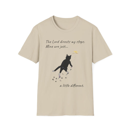 The Lord Directs My Steps Wobbly Cat Shirt | Christian Cat T-Shirt | Faith Based Cat Lover Tee | Original Hopper Artwork