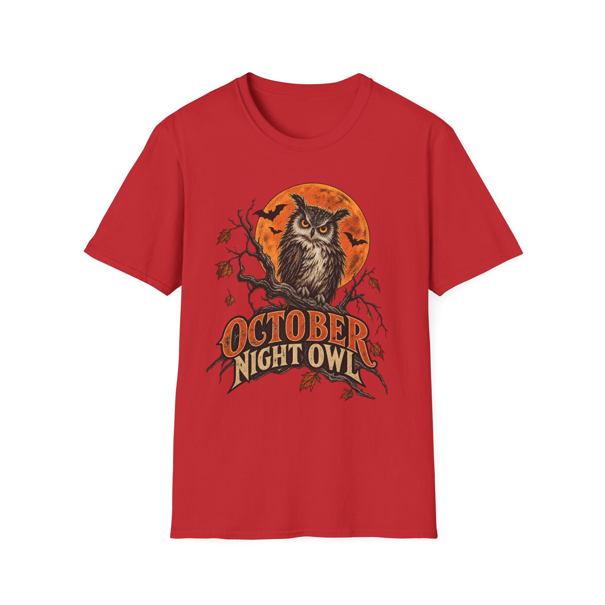 October Night Owl T-Shirt | Halloween Owl Moon Tee