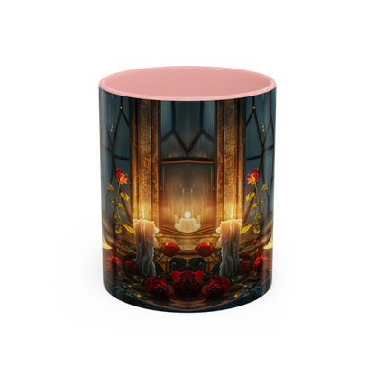 Candlelight Study Mug, Gothic Book and Roses Coffee Cup, Cozy Dark Academia Library Gift, Anniversary, Soft Atmosphere