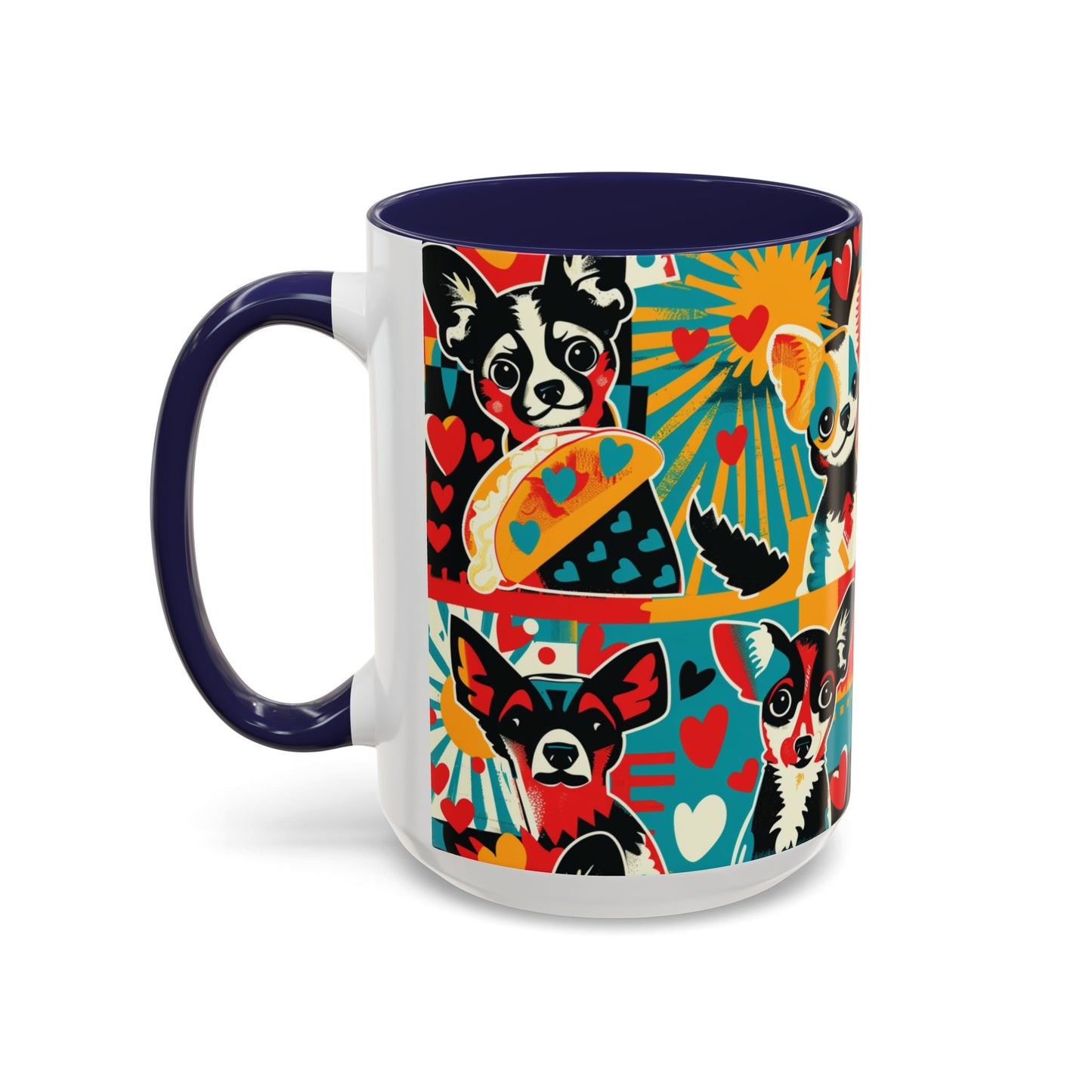 Viva Chihuahua Pop Art Mug, Colorful Fiesta Dog Coffee Cup, Fun Mexican Dog Lover Gift