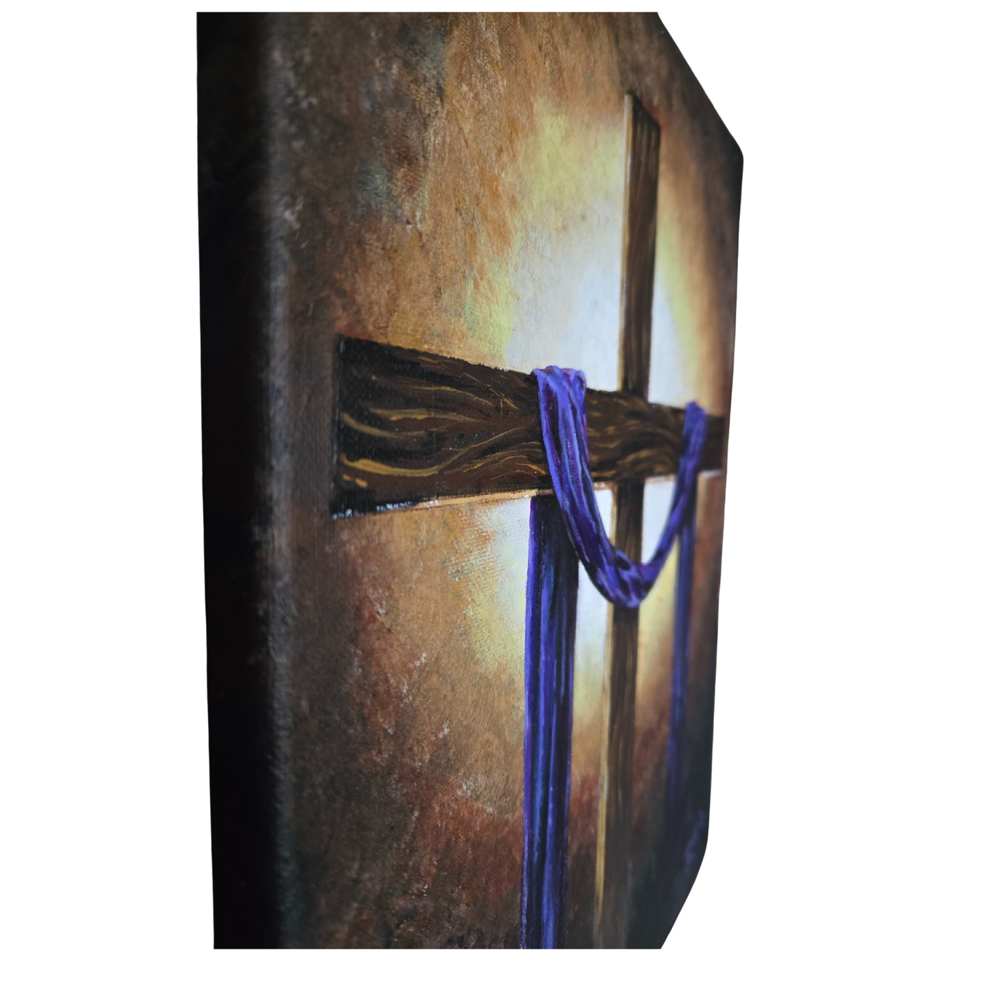 Purple Drape~Wooden Cross ~ NOT A PRINT~ Original Acrylic Painting on Canvas~11"x14", Signed