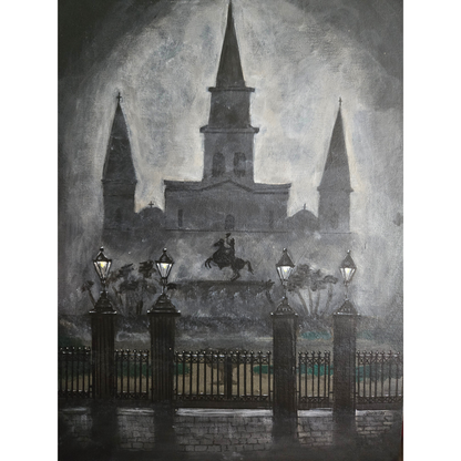 Original Jackson Square New Orleans~NOT A PRINT~12x16 Canvas Panel~Moody~Gothic~NOLA Art*Sign