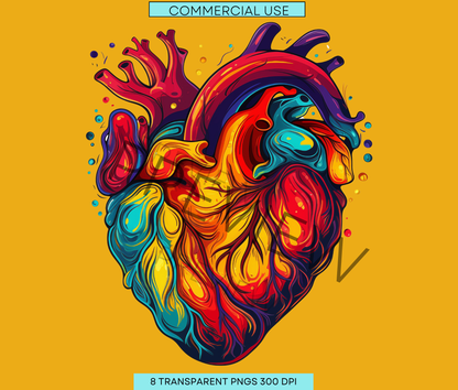 Groovy Human Heart | Anatomy Clipart | Heart Clipart | Medical Graphics | Anatomic Heart | Valentines Art | Medical Png Svg | Commercial Use