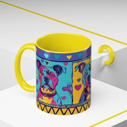 Colorful Pit Bull Pop Art Mug | Dog Lover Gift | Accent Coffee Mug 11oz 15oz
