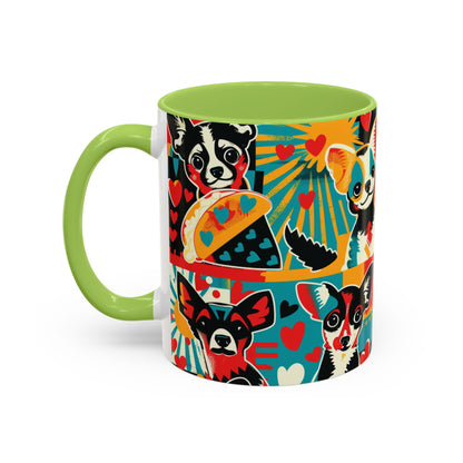 Viva Chihuahua Pop Art Mug, Colorful Fiesta Dog Coffee Cup, Fun Mexican Dog Lover Gift