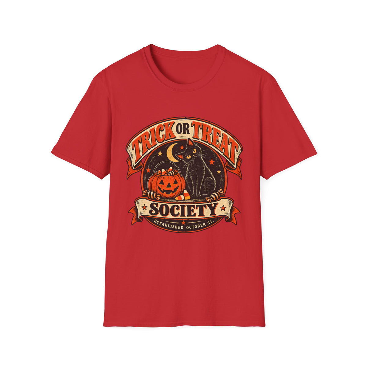 Trick or Treat Society Halloween Shirt, Vintage Black Cat T-Shirt, Retro Pumpkin Halloween Tee, Spooky Season Shirt