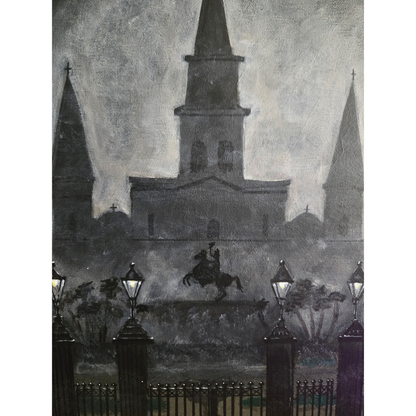 Original Jackson Square New Orleans~NOT A PRINT~12x16 Canvas Panel~Moody~Gothic~NOLA Art*Sign