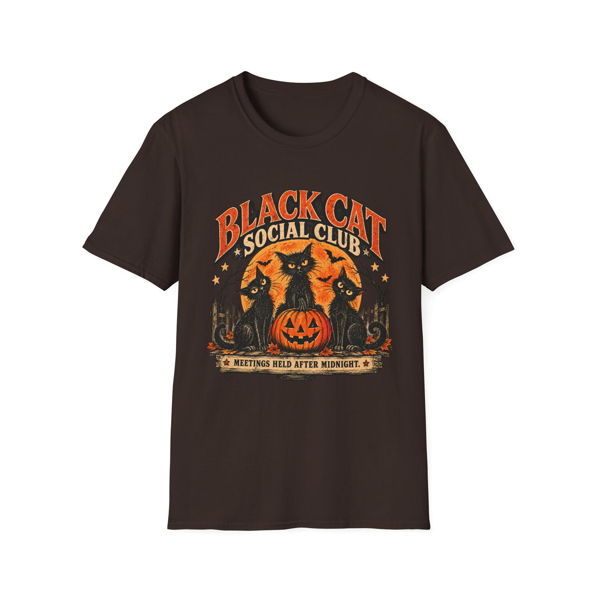 Black Cat Social Club Halloween Shirt, Vintage Black Cat T-Shirt, Retro Halloween Pumpkin Tee, Spooky Cat Lover Shirt