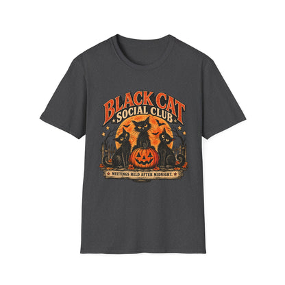 Black Cat Social Club Halloween Shirt, Vintage Black Cat T-Shirt, Retro Halloween Pumpkin Tee, Spooky Cat Lover Shirt