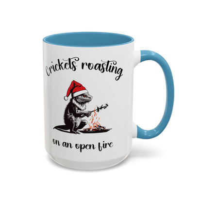 Crickets Roasting Bearded Dragon Christmas Mug Funny Reptile Lover Gift Lizard Holiday Coffee Cup Cute Beardie Pet Present