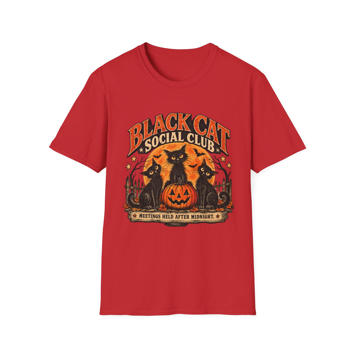 Black Cat Social Club Halloween Shirt, Vintage Black Cat T-Shirt, Retro Halloween Pumpkin Tee, Spooky Cat Lover Shirt