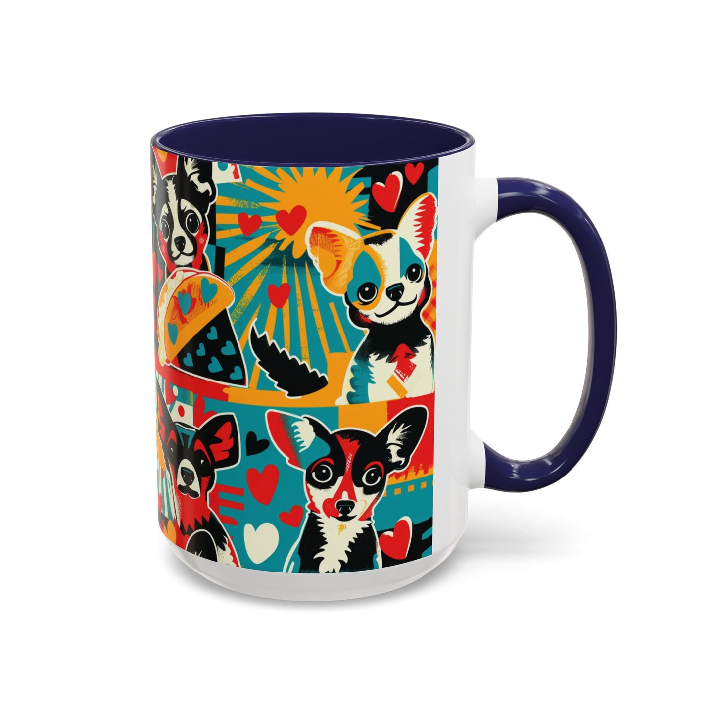 Viva Chihuahua Pop Art Mug, Colorful Fiesta Dog Coffee Cup, Fun Mexican Dog Lover Gift