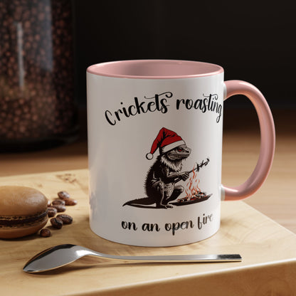 Crickets Roasting Bearded Dragon Christmas Mug Funny Reptile Lover Gift Lizard Holiday Coffee Cup Cute Beardie Pet Present