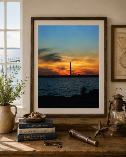 San Jacinto Monument at Sunset – Texas History Fine Art Print