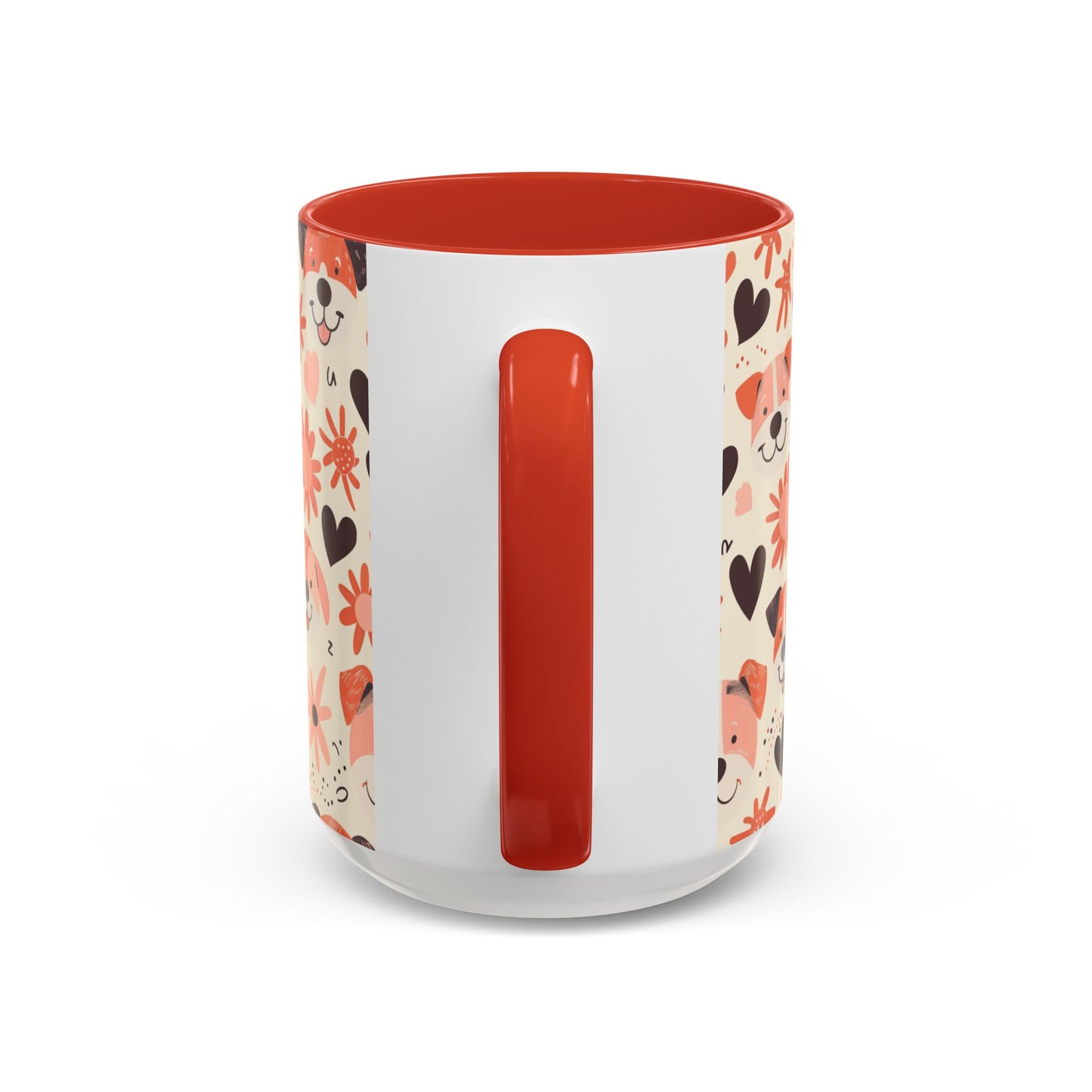 Sweet Puppy Mug, Peach and Cream Dog Lover Coffee Cup, Cute Floral Animal PatternDog Mom Gift