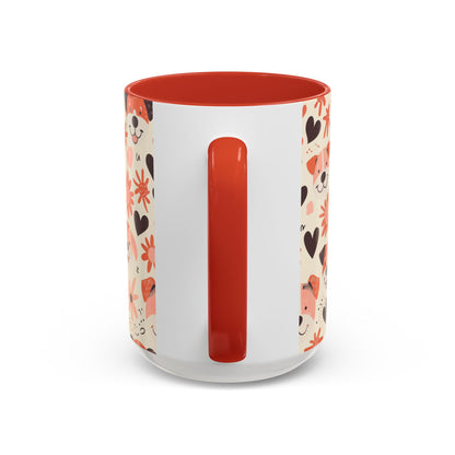 Sweet Puppy Mug, Peach and Cream Dog Lover Coffee Cup, Cute Floral Animal PatternDog Mom Gift