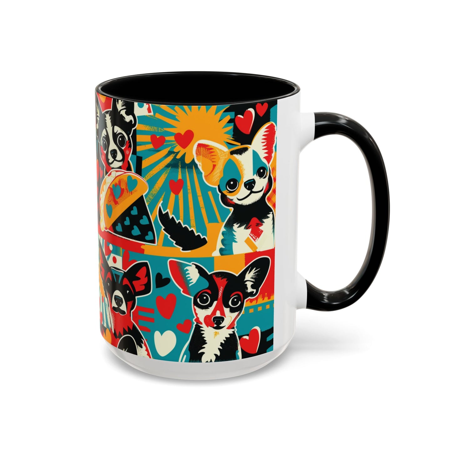 Viva Chihuahua Pop Art Mug, Colorful Fiesta Dog Coffee Cup, Fun Mexican Dog Lover Gift